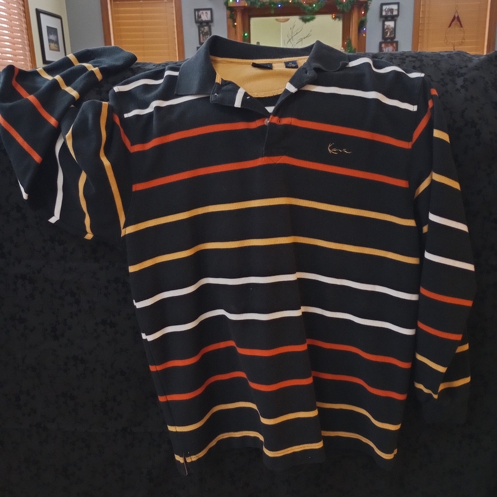 Karl Kani Striped Black Polo Shirt XL - Picture 4 of 5